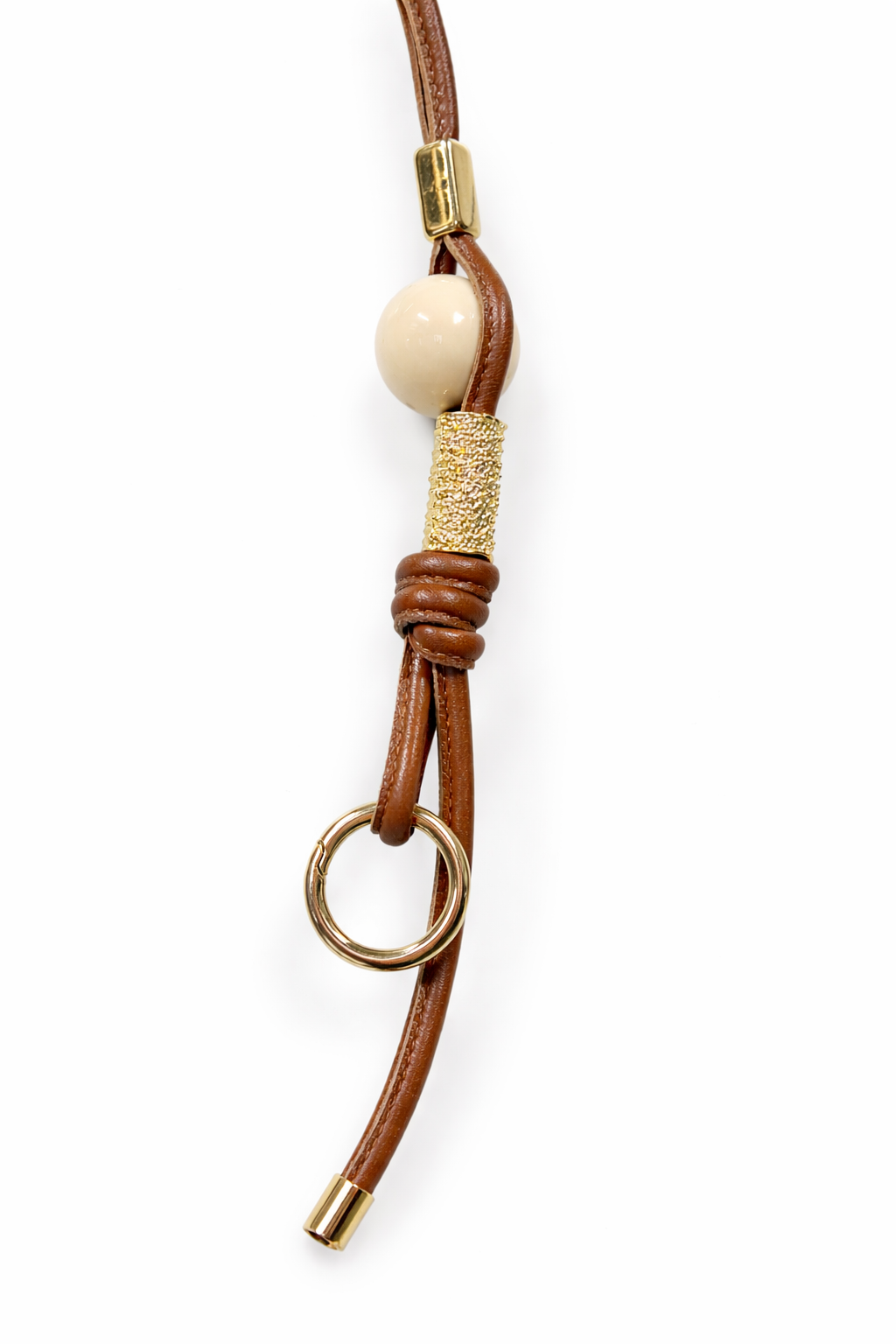 Manico in pelle artigianale con perle